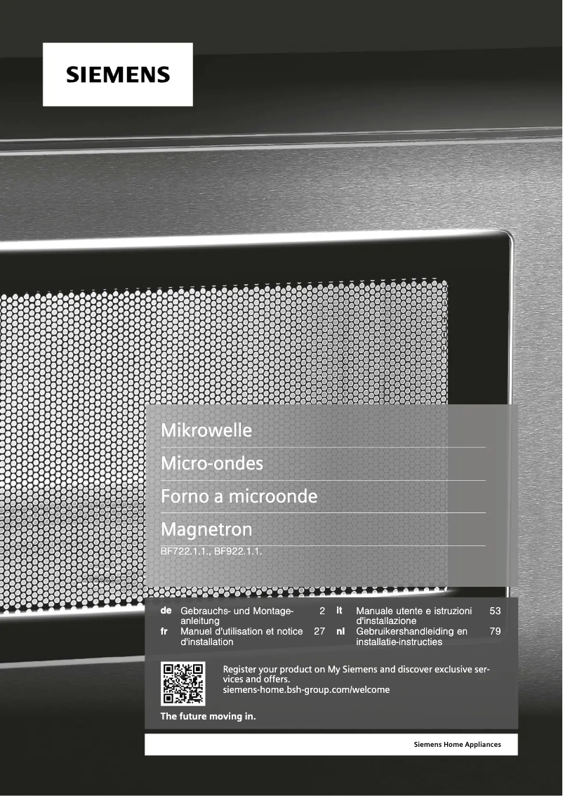 Page n°1 - Manuel utilisateur Siemens BF722R1B1