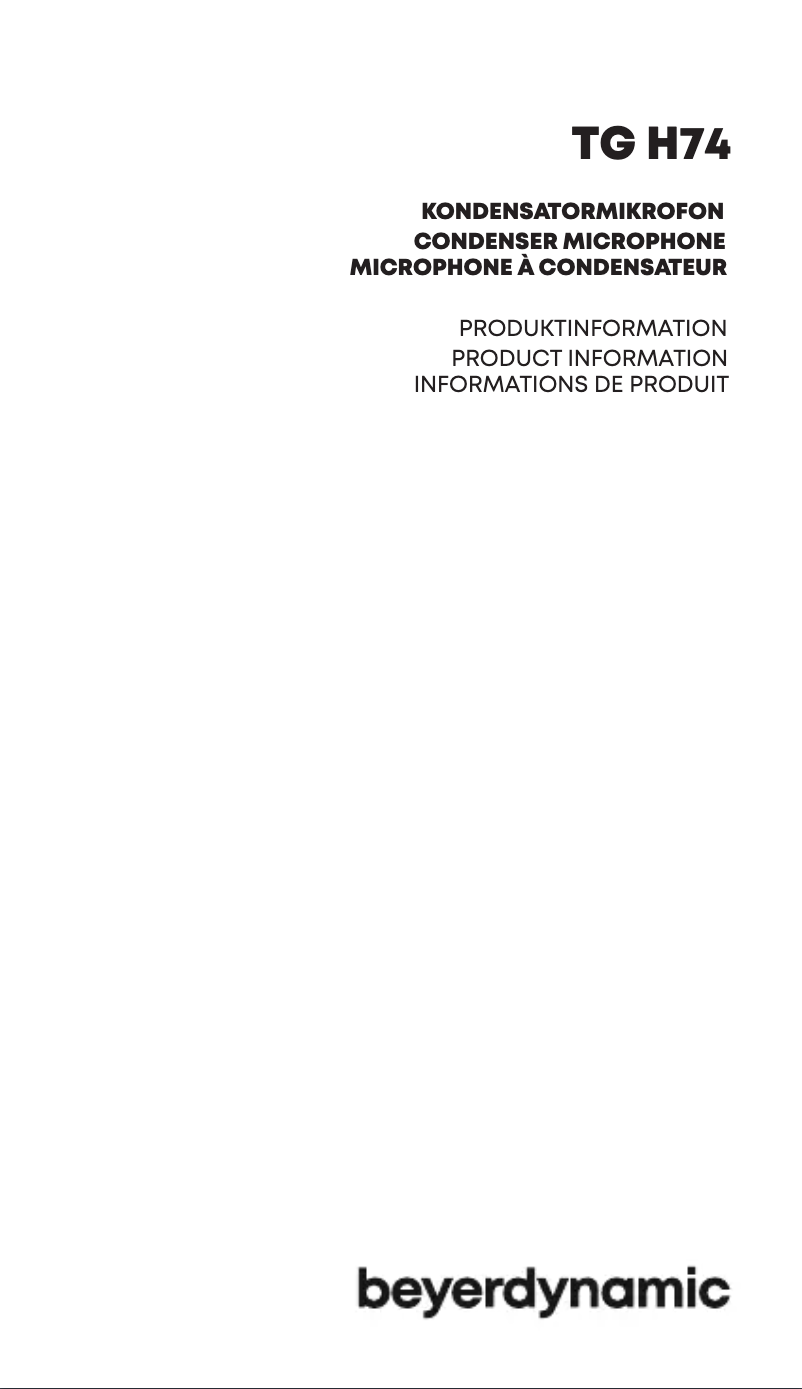 Page 1 de la notice Manuel utilisateur Beyerdynamic TG H74
