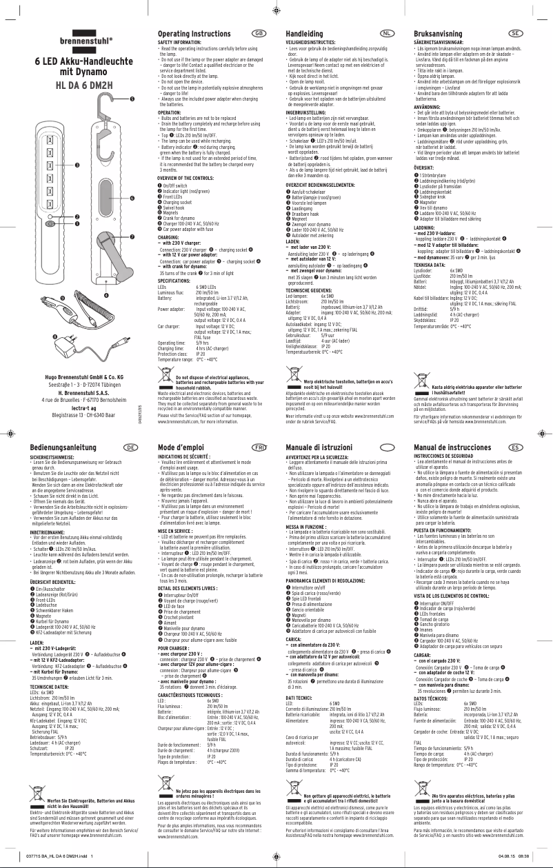 Page n°1 - Manuel utilisateur Brennenstuhl HL DA 6 DM2H