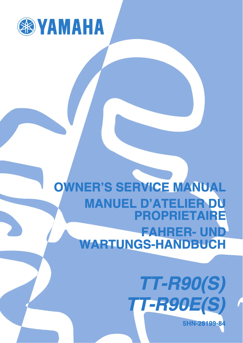 Page n°1 - Manuel utilisateur Yamaha TT-R90E (2003)