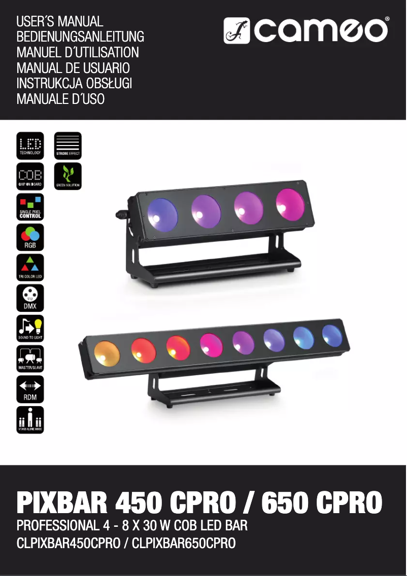 Image de la première page du manuel de l'appareil PIXBAR 650 CPRO