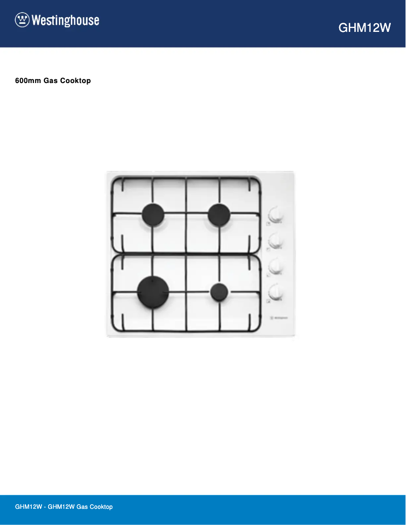 Page 1 de la notice Manuel utilisateur Westinghouse GHM12W