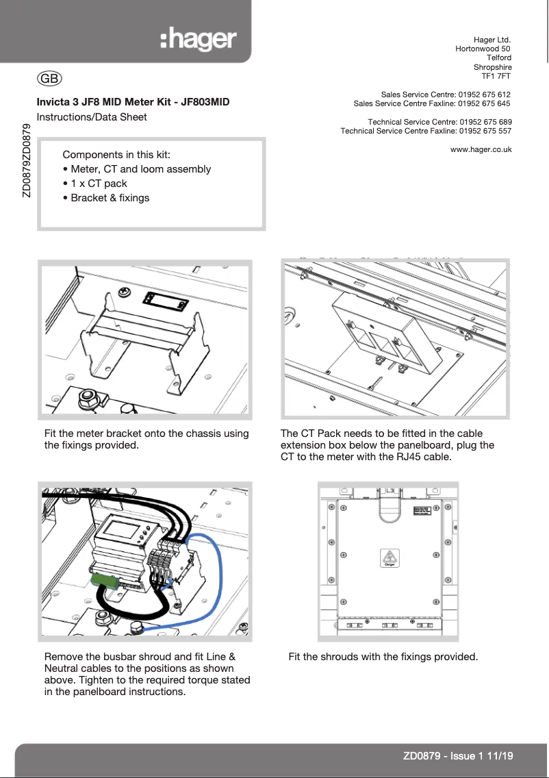 Page 1 de la notice Guide d'installation Hager JF803MID