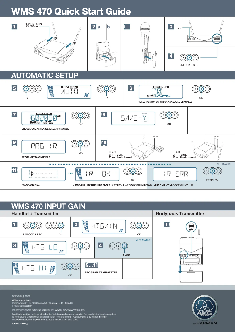 Page n°1 - Guide de démarrage rapide AKG WMS 470