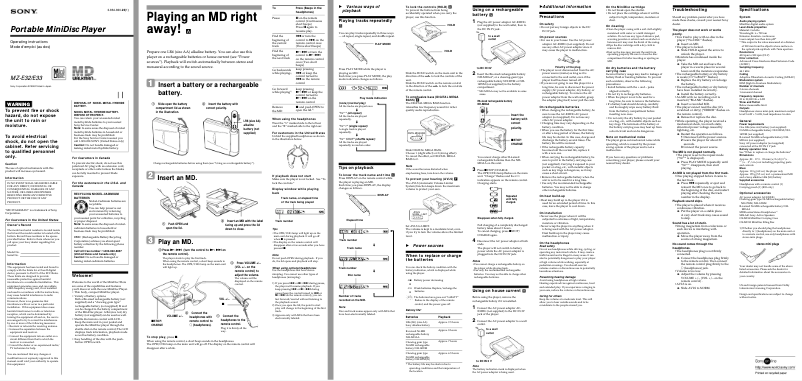 Página 1 del manual Manual de usuario Sony MZ-E33