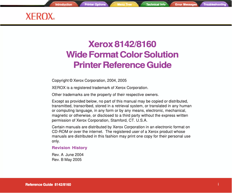 Page n°1 - Manuel utilisateur Xerox 8142