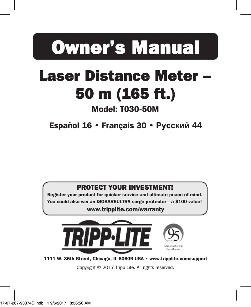 Page 1 de la notice Manuel utilisateur Tripp Lite T030-50M