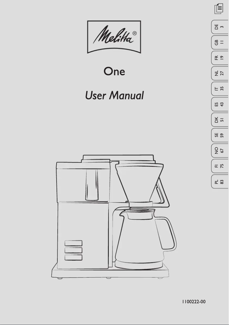 Page n°1 - Manuel utilisateur Melitta One