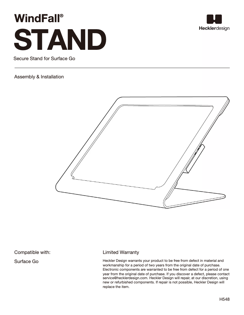 Page 1 de la notice Manuel utilisateur Heckler Design H548-BG