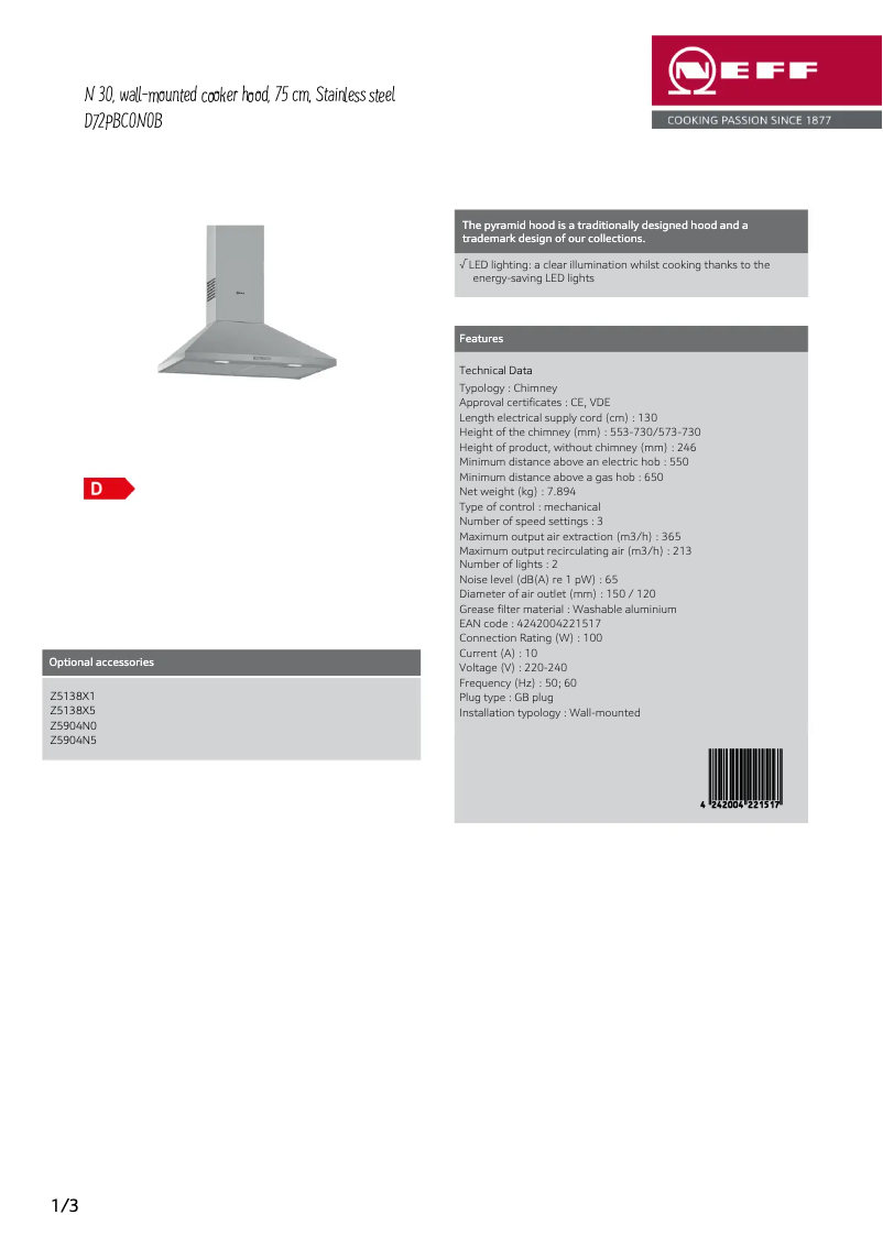 Image de la première page du manuel de l'appareil D72PBC0N0B