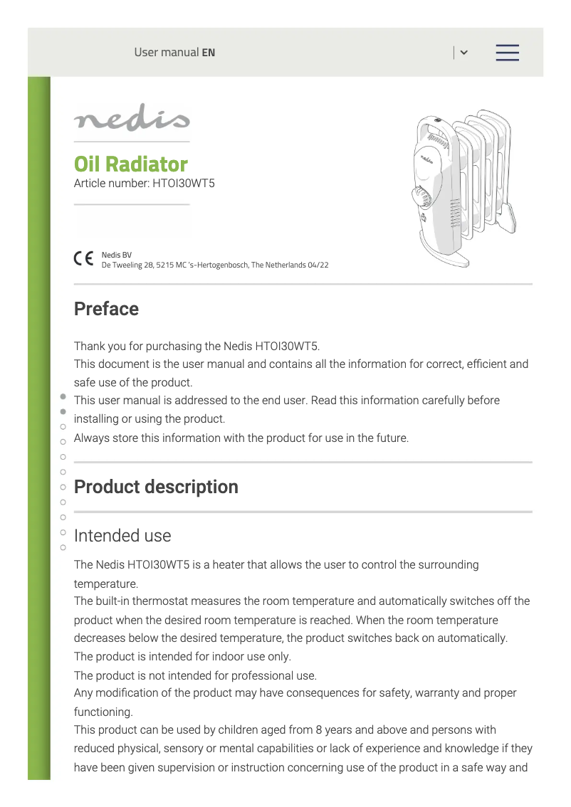 Image de la première page du manuel de l'appareil HTOI30WT5