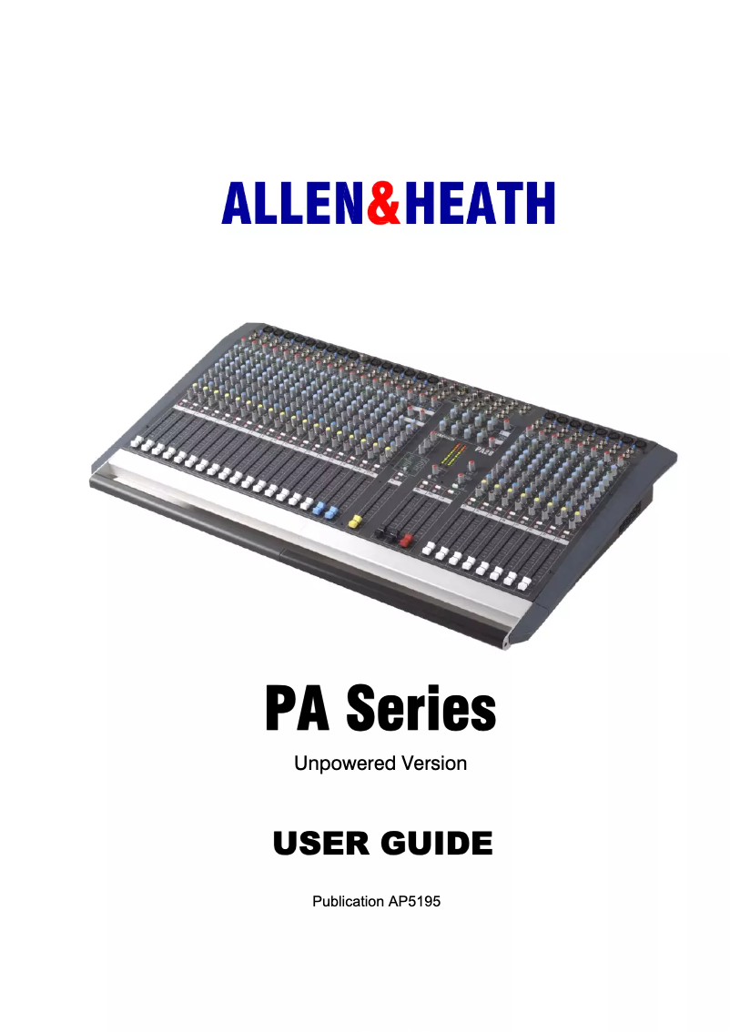 Page 1 de la notice Manuel utilisateur Allen & Heath PA28