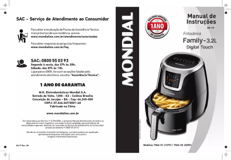 Page 1 de la notice Manuel utilisateur Mondial Family Digital Touch AF-19