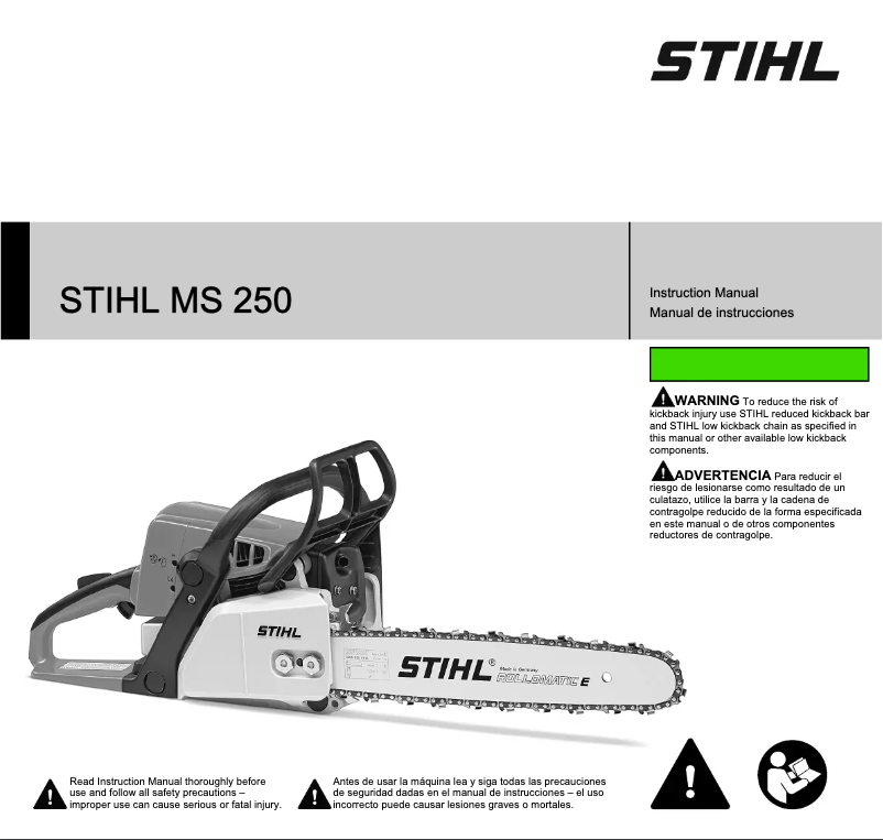 Page 1 de la notice Manuel utilisateur Stihl MS 250