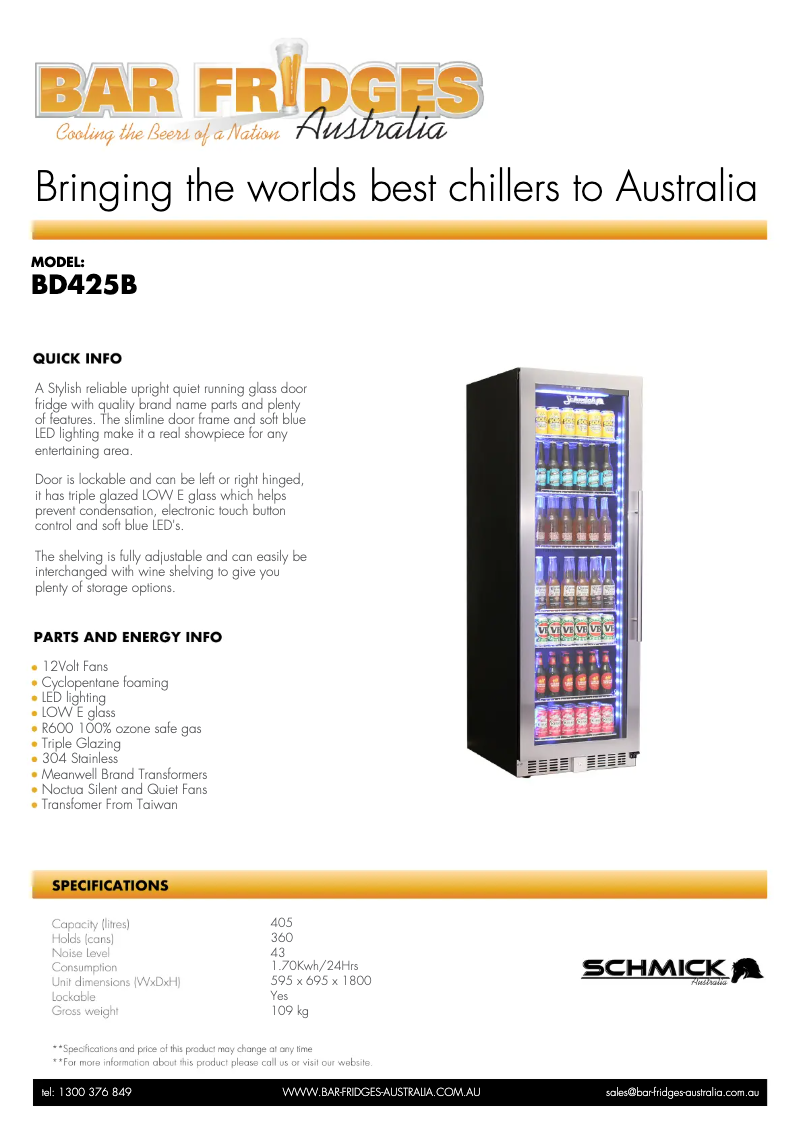 Page n°1 - Fiche technique Schmick BD425B