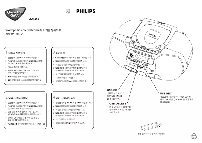 Page 1 de la notice Guide de démarrage rapide Philips AZ1856