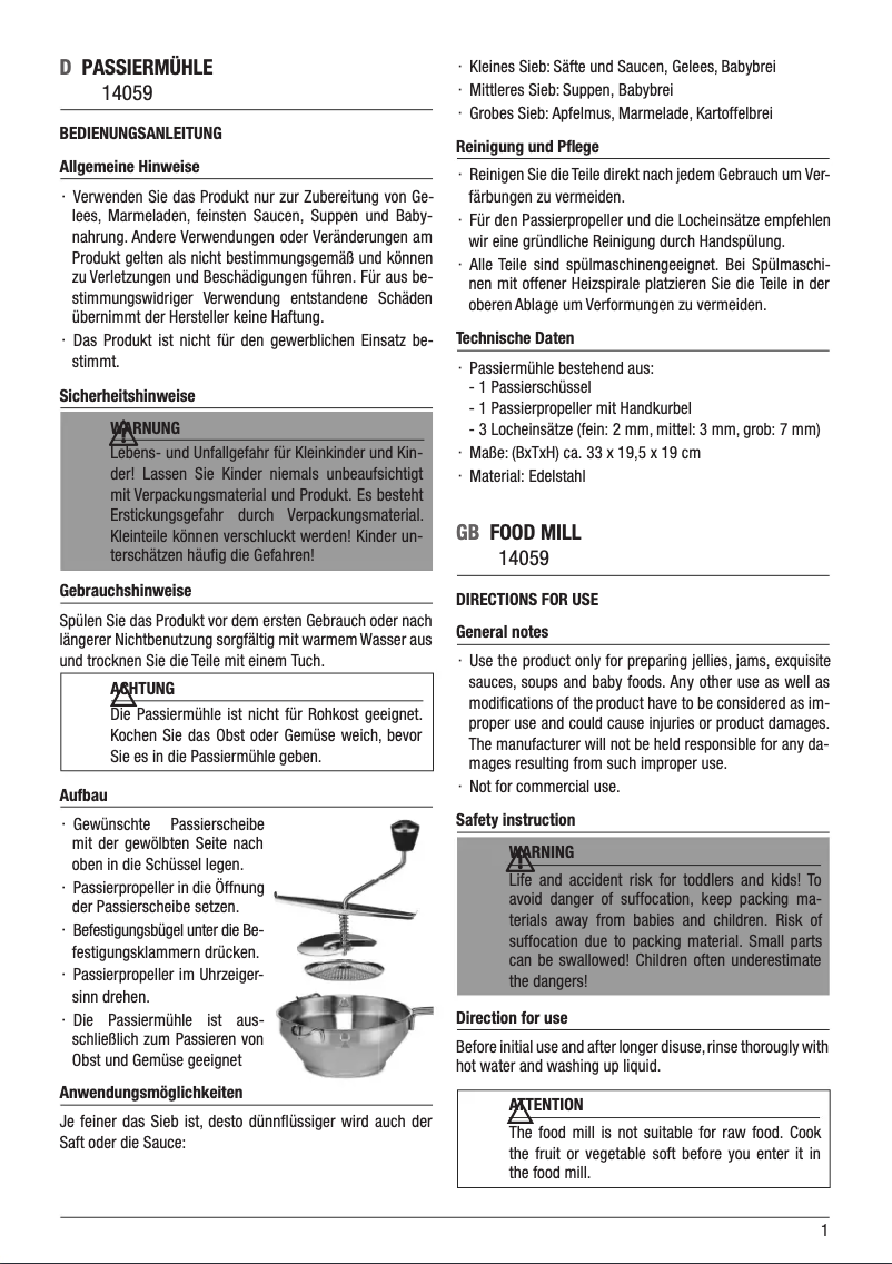 Page 1 de la notice Manuel utilisateur Hi 14059