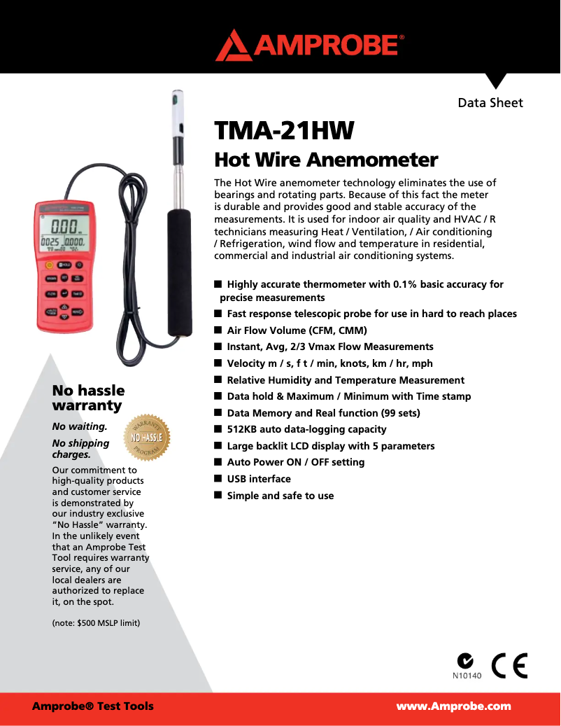 Página 1 del manual Ficha técnica Amprobe TMA-21HW