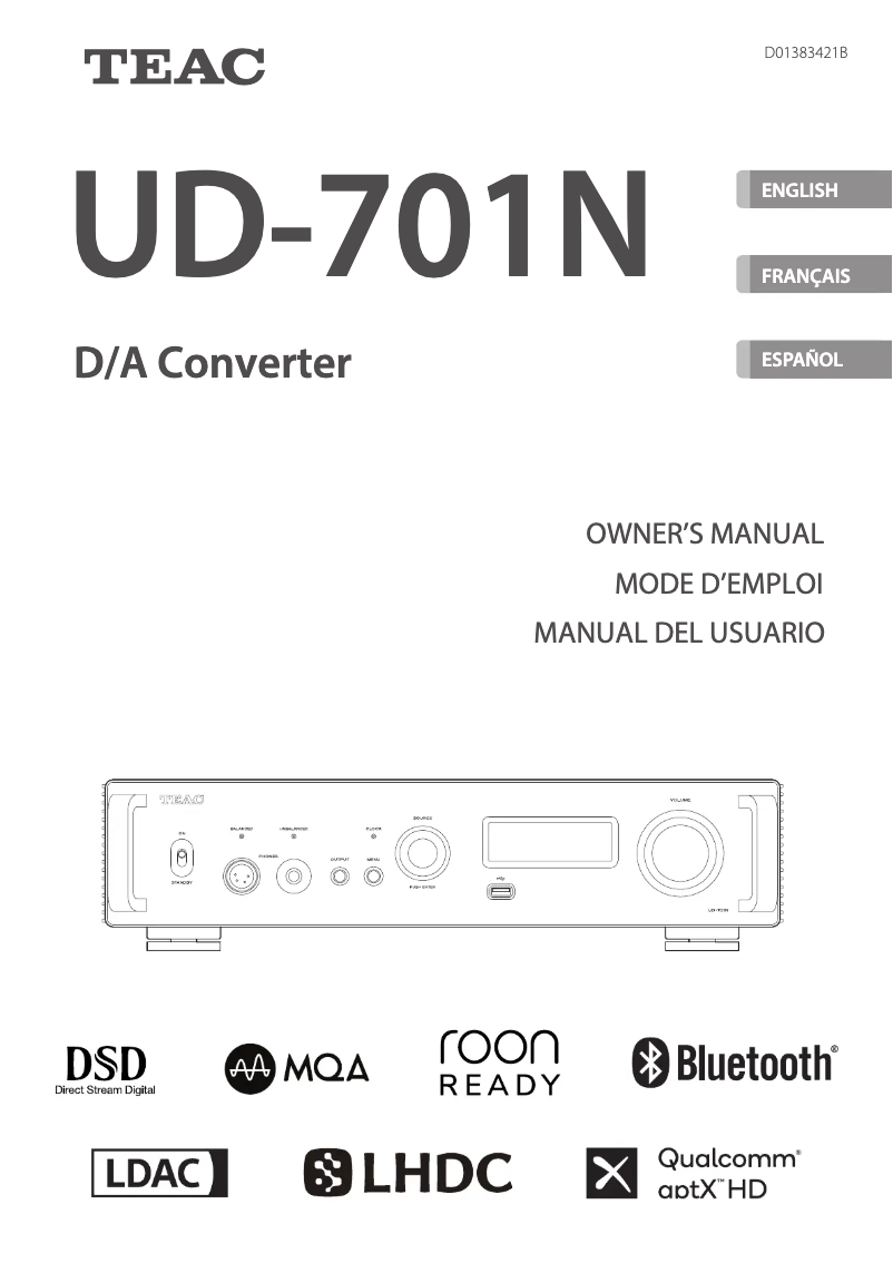 Page n°1 - Manuel utilisateur Teac UD-701N