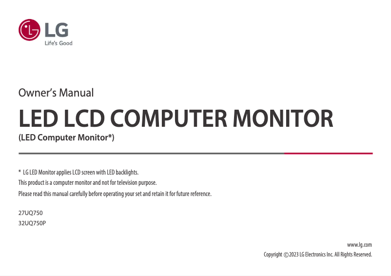 Page n°1 - Manuel utilisateur LG 32UQ750P