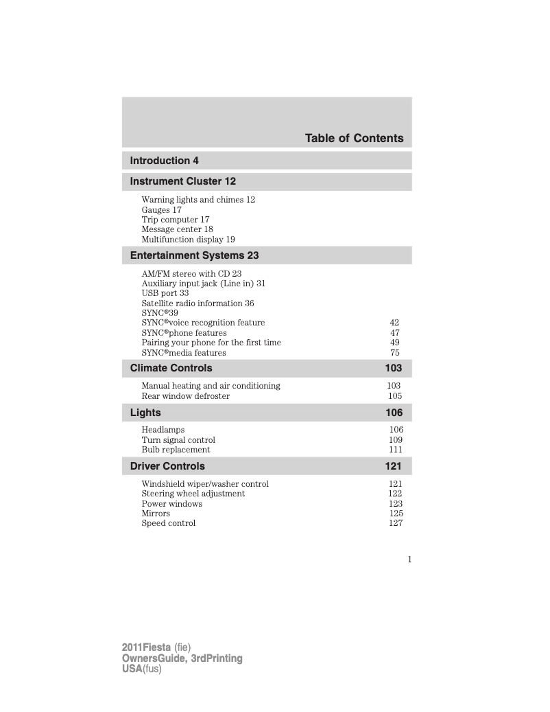 Image de la première page du manuel de l'appareil Fiesta (2008)