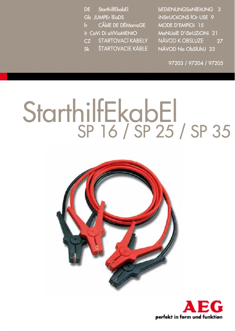 Page 1 de la notice Manuel utilisateur AEG SP 16