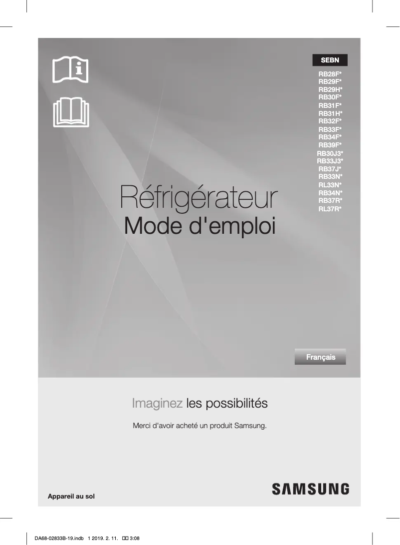 Page n°1 - Manuel utilisateur Samsung RB37J502VB1/EF
