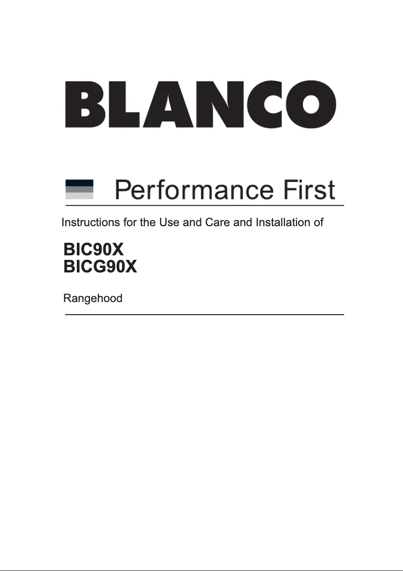 Page n°1 - Guide d'installation BLANCO BIC90X
