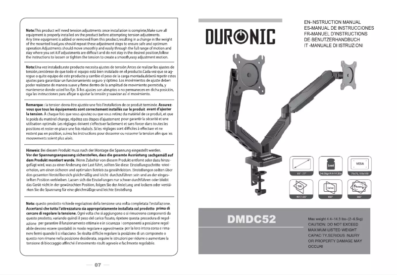 Page 1 of the manual User Manual Duronic DMDC52
