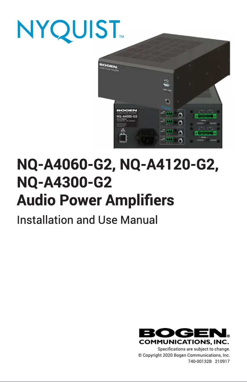 Page n°1 - Manuel utilisateur Bogen NQ‑A4300‑G2