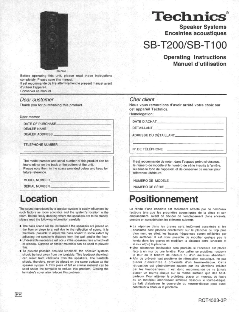Imagen de la primera página del manual del dispositivo SB-T100