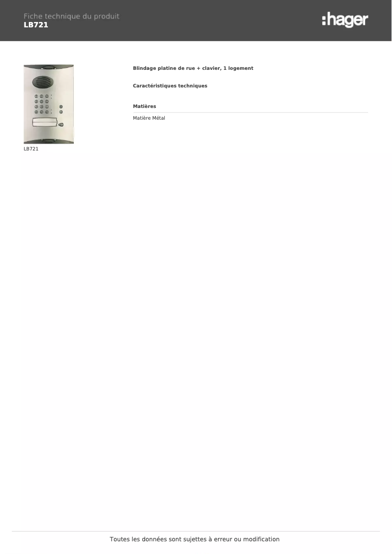 Image de la première page du manuel de l'appareil LB721