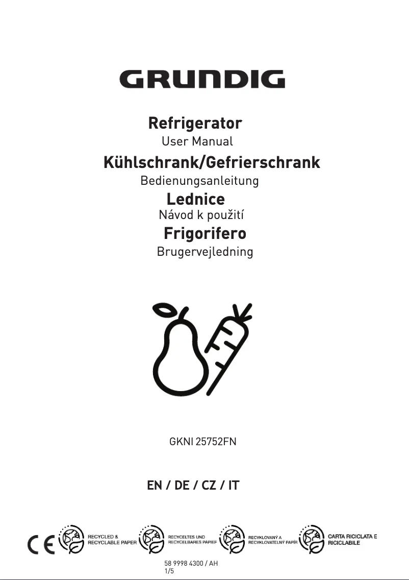 Page n°1 - Manuel utilisateur Grundig GKNI 25752 FN