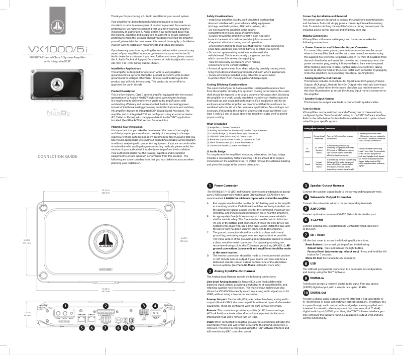 Page 1 de la notice Manuel utilisateur JL Audio VX1000/5i