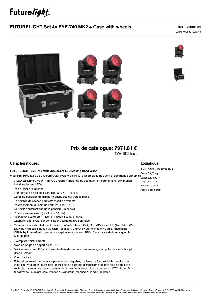 Page n°1 - Fiche technique Futurelight EYE-740 MK2
