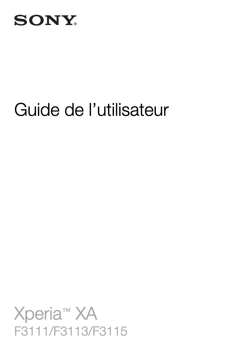 Image de la première page du manuel de l'appareil Xperia XA
