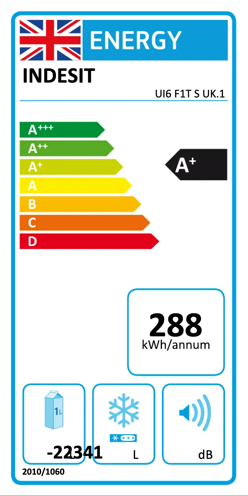 Page n°1 - Label énergétique Indesit UI6 F1T S UK.1