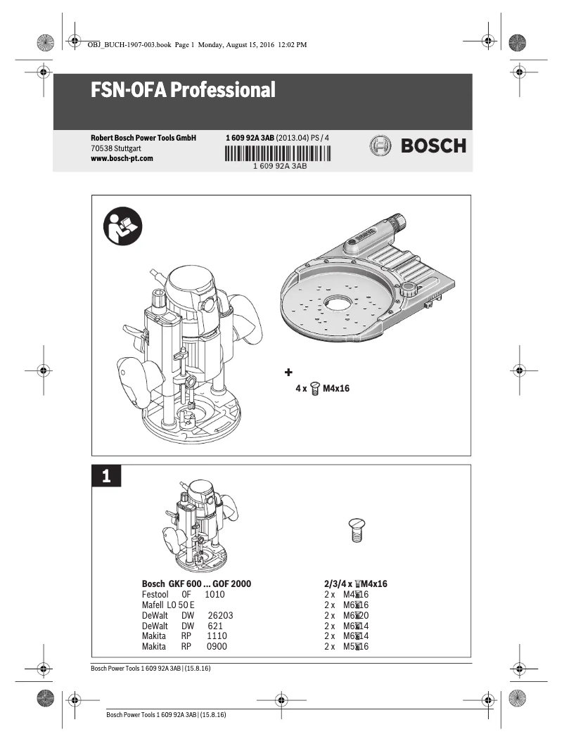 Page 1 de la notice Manuel utilisateur Bosch FSN OFA 32 KIT 800 Professional