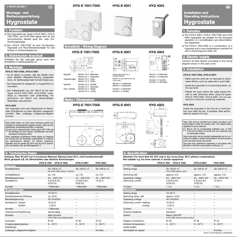 Image de la première page du manuel de l'appareil HYG 4003