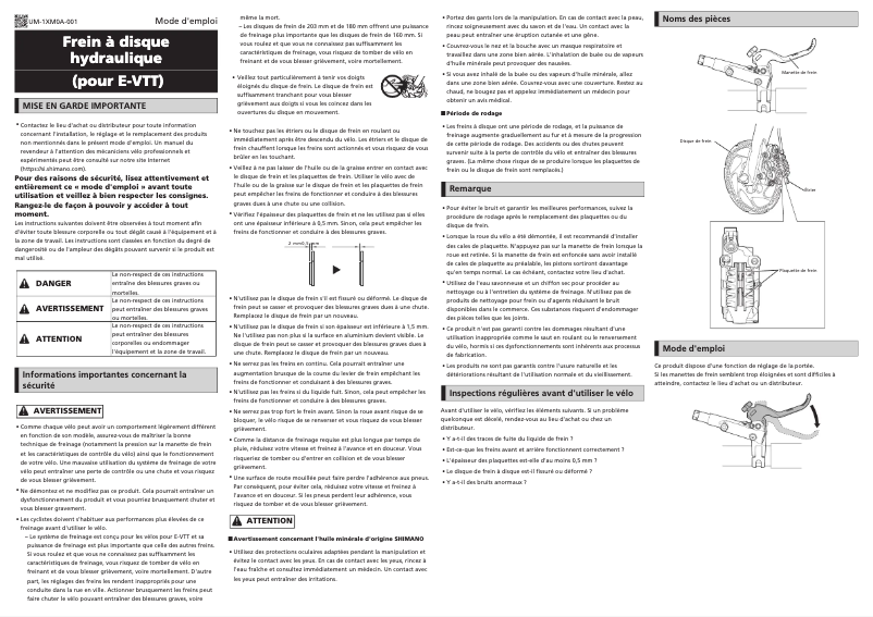 Page n°1 - Manuel utilisateur Shimano BL-MT501