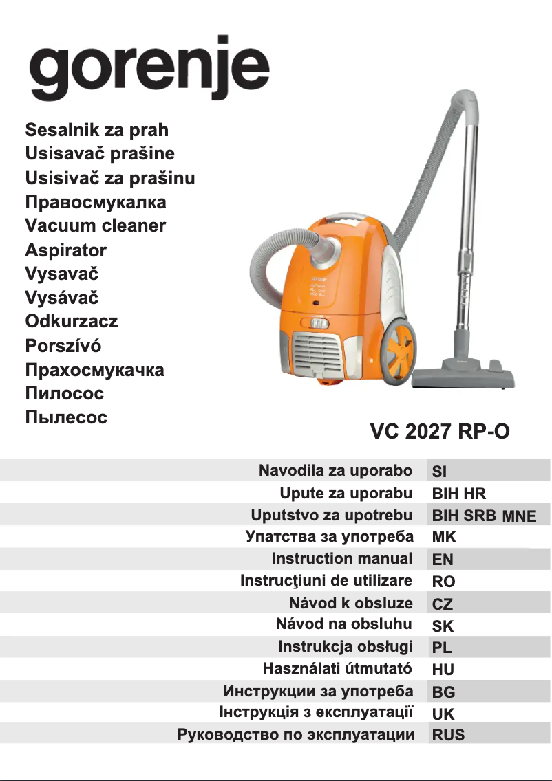 Page n°1 - Manuel utilisateur Gorenje VC2027RPO