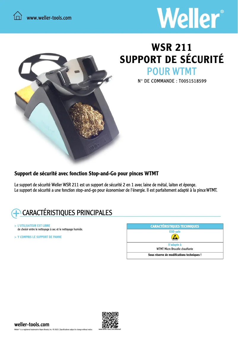 Page n°1 - Fiche technique Weller WSR 211
