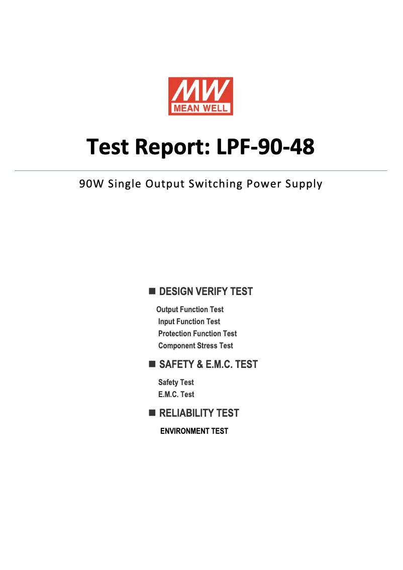 Page 1 de la notice Fiche technique Mean Well LPF-90-48