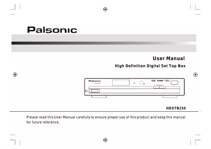 Page n°1 - Manuel utilisateur Palsonic HDSTB250