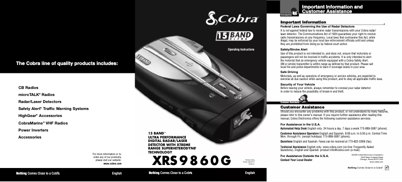 Page n°1 - Manuel utilisateur Cobra XRS 9860G