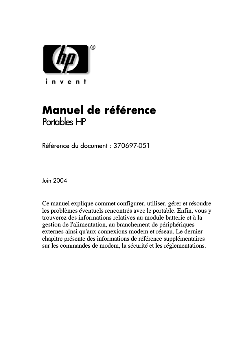 Page n°1 - Manuel utilisateur HP Compaq NX9020
