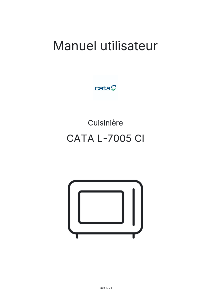 Page n°1 - Manuel utilisateur CATA L-7005 CI