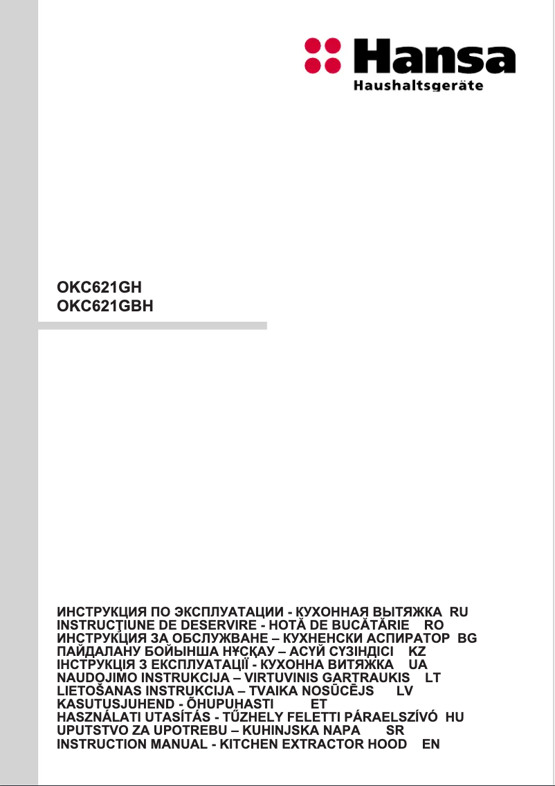 Page n°1 - Manuel utilisateur Hansa OKC621GBH