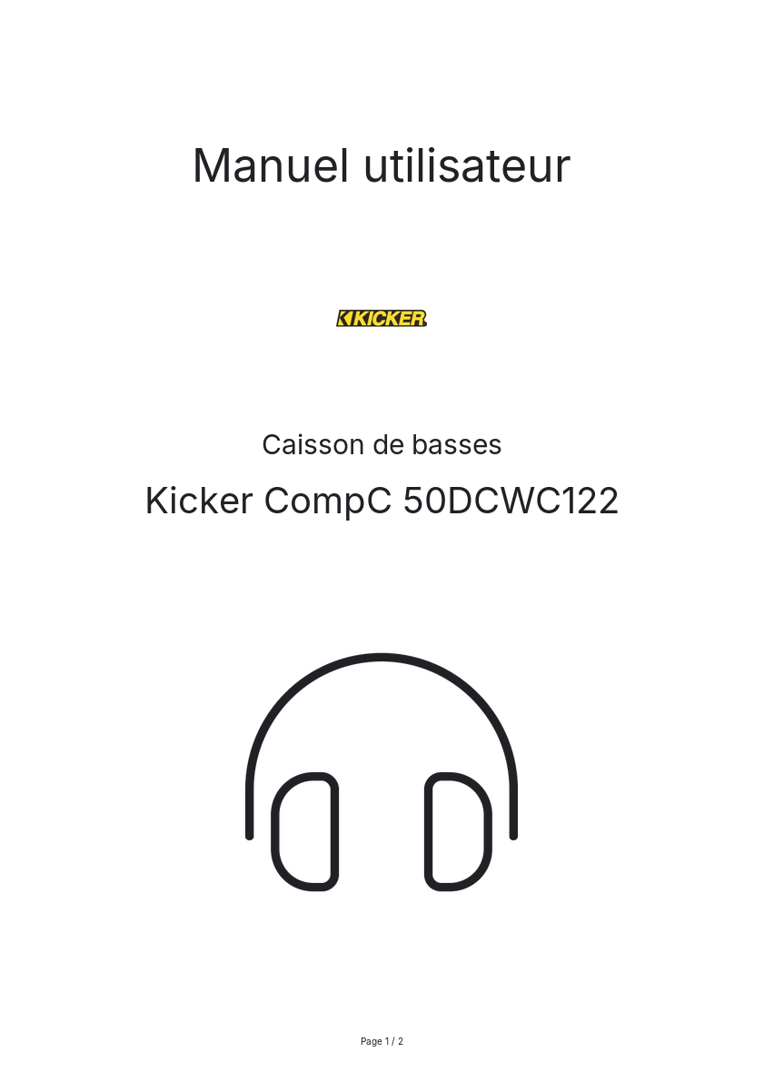 Page n°1 - Manuel utilisateur Kicker CompC 50DCWC122