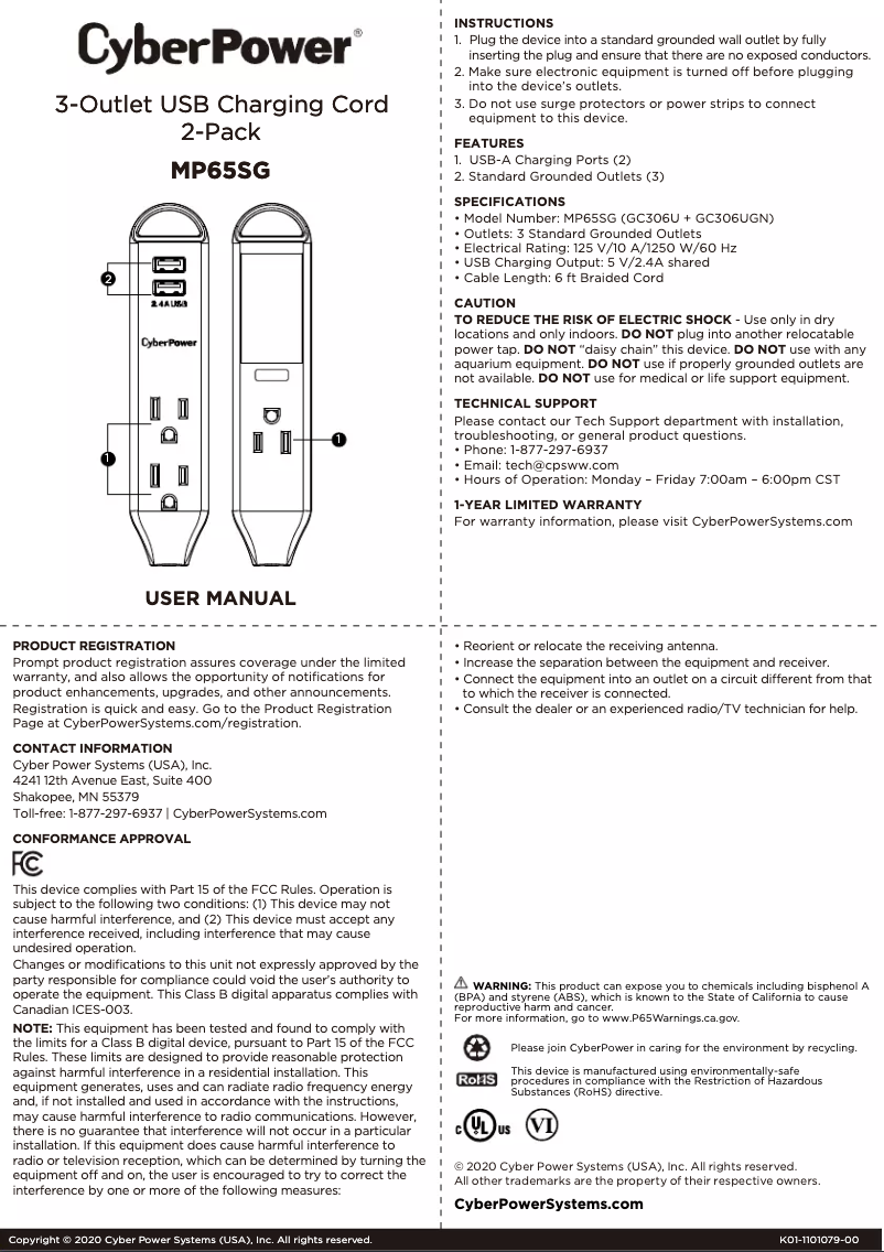Image de la première page du manuel de l'appareil Reach & Charge MP65SG
